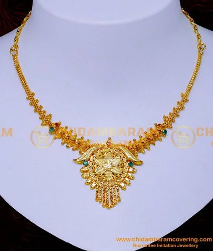 Simple & Elegant Design Austrian Diamond Gold Plated Choker Necklace With  Earring Jewellery Set