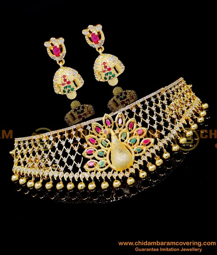 Buy Captivating Pink Diamond Colored jewellery necklace set online | Lehenga -Saree