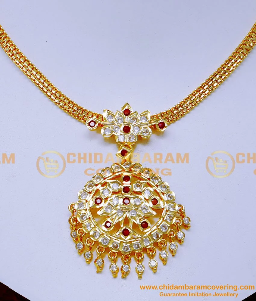 Buy Impon Attigai Necklace Designs with Stones for Wedding