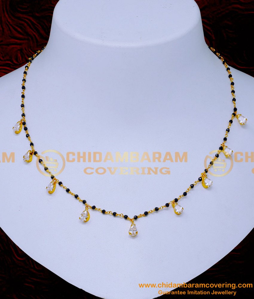 simple crystal beads jewellery designs, single line simple necklace, gold beads necklace, Black beads necklace designs in gold, Women black beads necklace designs, Black Beads Necklace Indian designs, black beads neck chain designs, latest beads necklace designs, crystal beads necklace online shoppi