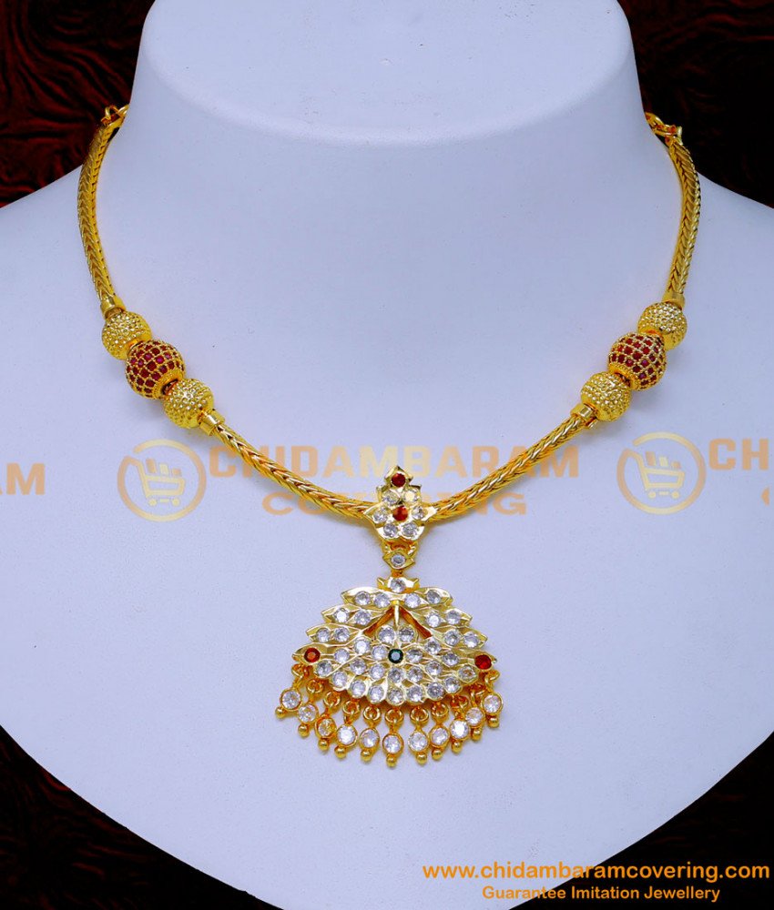 Gold Attigai latest designs, necklace design artificial, impon jewellery, impon jewellery online shopping, gold addigai designs with price, gold necklace design with stone, impon stone necklace, traditional addigai necklace, necklace design for wedding