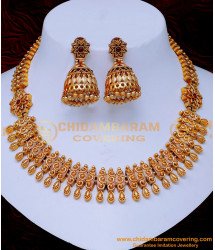 NLC1432 - Latest Bridal Antique Temple Jewellery Set for Marriage