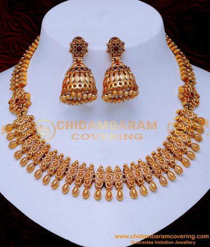 NLC1432 - Latest Bridal Antique Temple Jewellery Set for Marriage
