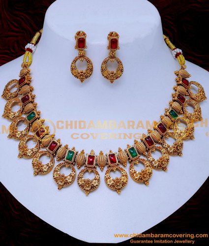 NLC1439 - South Indian New Model Antique Necklace Designs