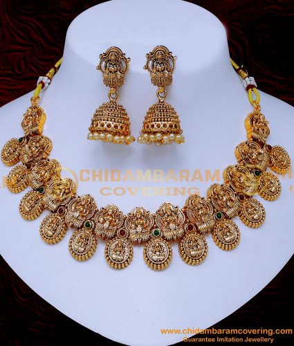 NLC1440 - Traditional Lakshmi Necklace Antique Jewellery Bridal Set