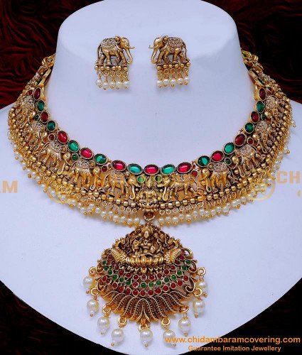 NLC1441 - Latest Gold Model Wedding Antique Necklace Designs