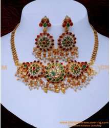 NLC1456 - Bridal Jewellery Simple Antique Gold Choker Necklace Set