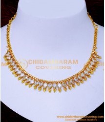 NLC1491 - Elegant Gold Plated White Stone Necklace for Wedding