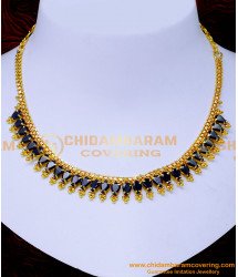 NLC1493 - Unique Party Wear Black Stone Necklace Gold Design