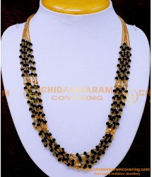 NLC1500 - Trendy Black Crystal with Gold Beads Necklace Design