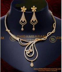 NLC1515 - Latest White Stone Necklace Design Bridal Jewellery Sets