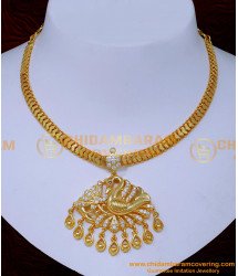 NLC1519 - New Model Wedding White Stone Impon Necklace Models