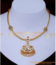 NLC1525 - Indian Bridal Necklace Designs with Stones Impon Jewellery