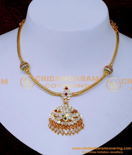 NLC1525 - Indian Bridal Necklace Designs with Stones Impon Jewellery