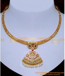 NLC1527 - Impon Pearl Necklace Designs Gold New Model Online