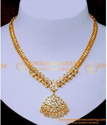 NLC1577 - Gold Model White Stone Impon Necklace Models Online