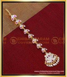 NCT314 - Gold Look White Stone Simple Maang Tikka for Bride