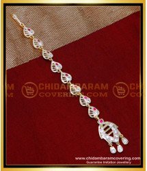 NCT319 - Attractive Impon White And Ruby Stone Maang Tikka Design