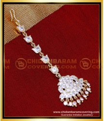 NCT329 - Impon Gold Plated White Stone Maang Tikka Design Gold