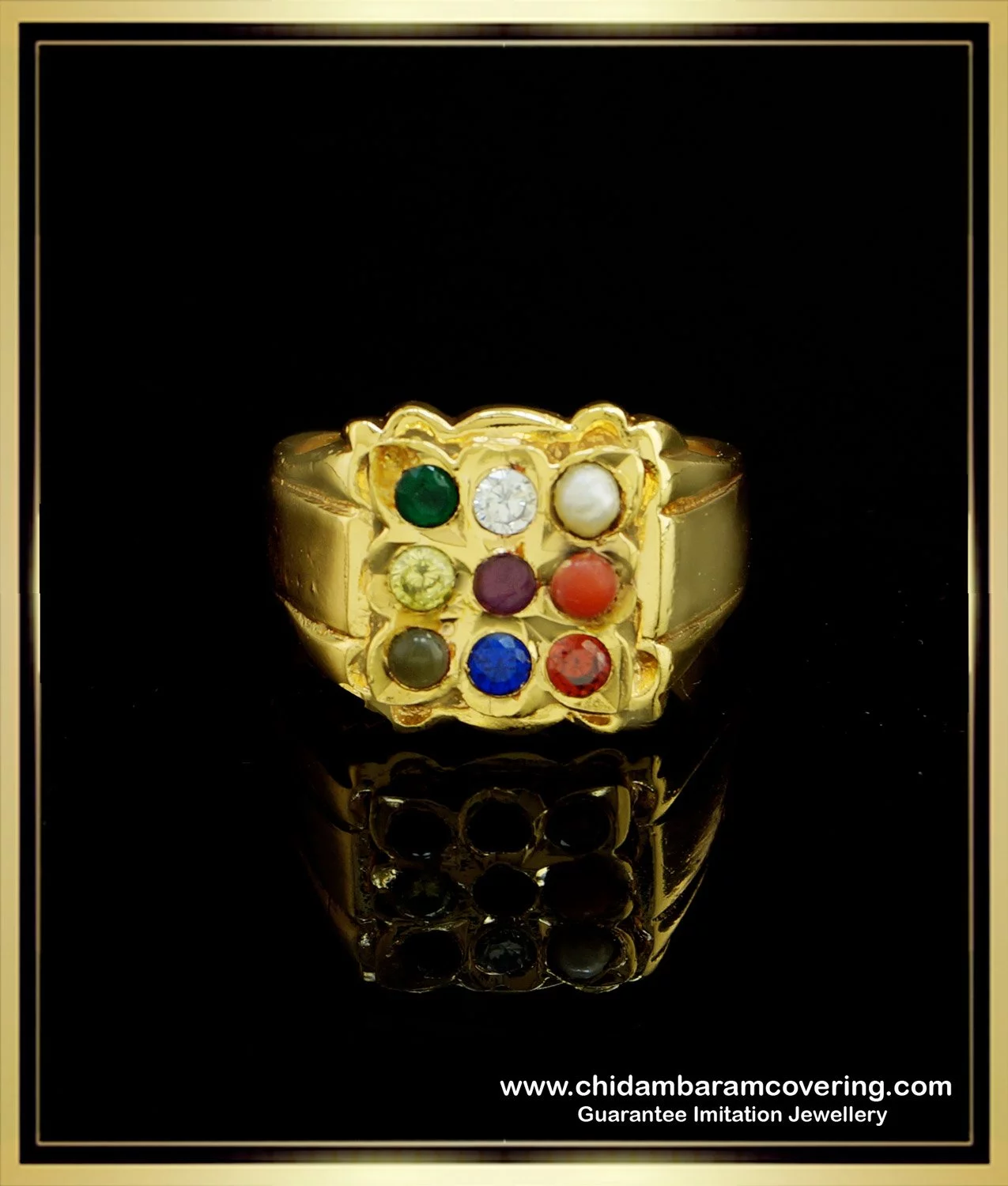 Buy One Gram Gold Guarantee Jewellery Impon Navaratna Rasikal Ring Buy  Online