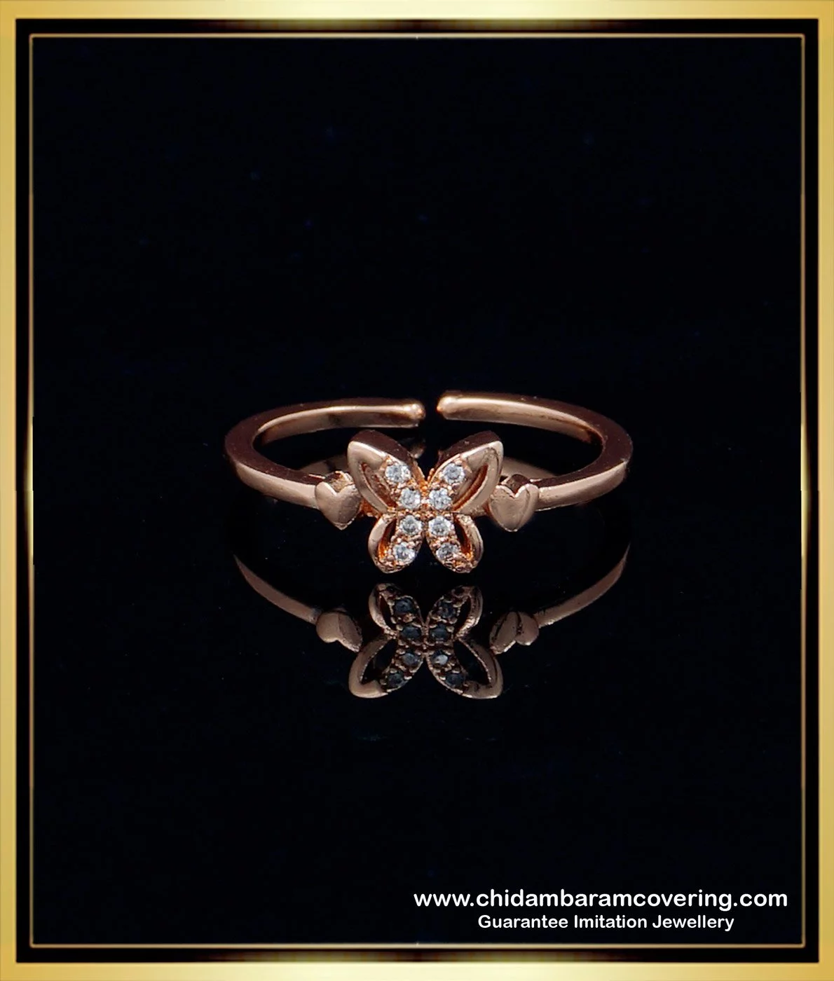 Buy Beautiful Butterfly Design Rose Gold Adjustable Finger Ring ...