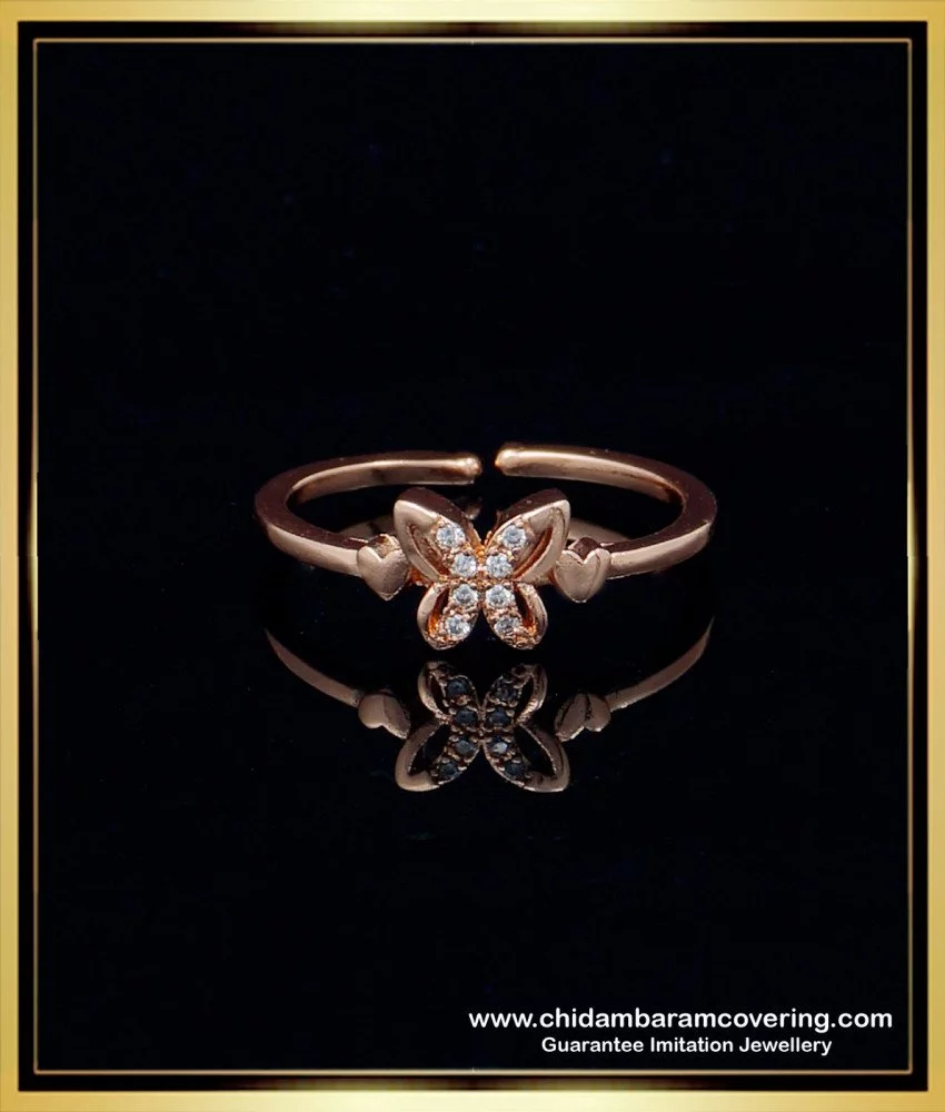 Buy Beautiful Butterfly Design Rose Gold Adjustable Finger Ring ...