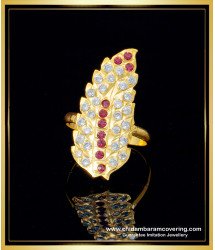 RNG190 - Five Metal Gold Pattern Leaf Design Ring Impon Mothiram for Women  