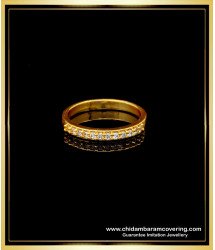 RNG194 - Simple Design 1 Gram Gold Modern Light Weight Thin White Stone Ring for Girls