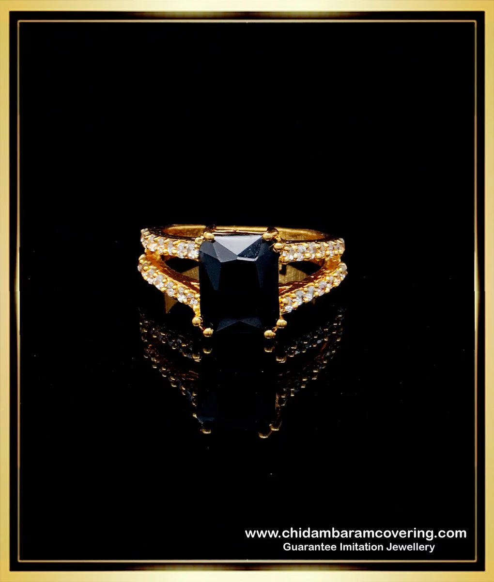 black stone gold rings
