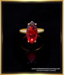 RNG412 - 1 Gram Gold Ruby Stone Adjustable Single Stone Ring