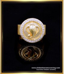 RNG431 - 1 Gram Gold Plated White Stone Ganesh Gold Ring Designs