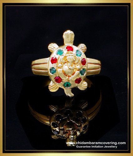 RNG433 - Original Impon Daily Use Ruby Emerald Turtle Ring Design