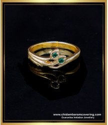 RNG441 - Elegant Emerald Stone Leaf Design Impon Gold Ladies Ring