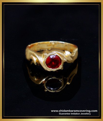 RNG445 - First Quality Impon Ruby Stone Panchdhatu Ring for Men