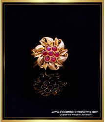 RNG479 - Unique Ruby Kemp Stone Flower Design Antique Ring Online